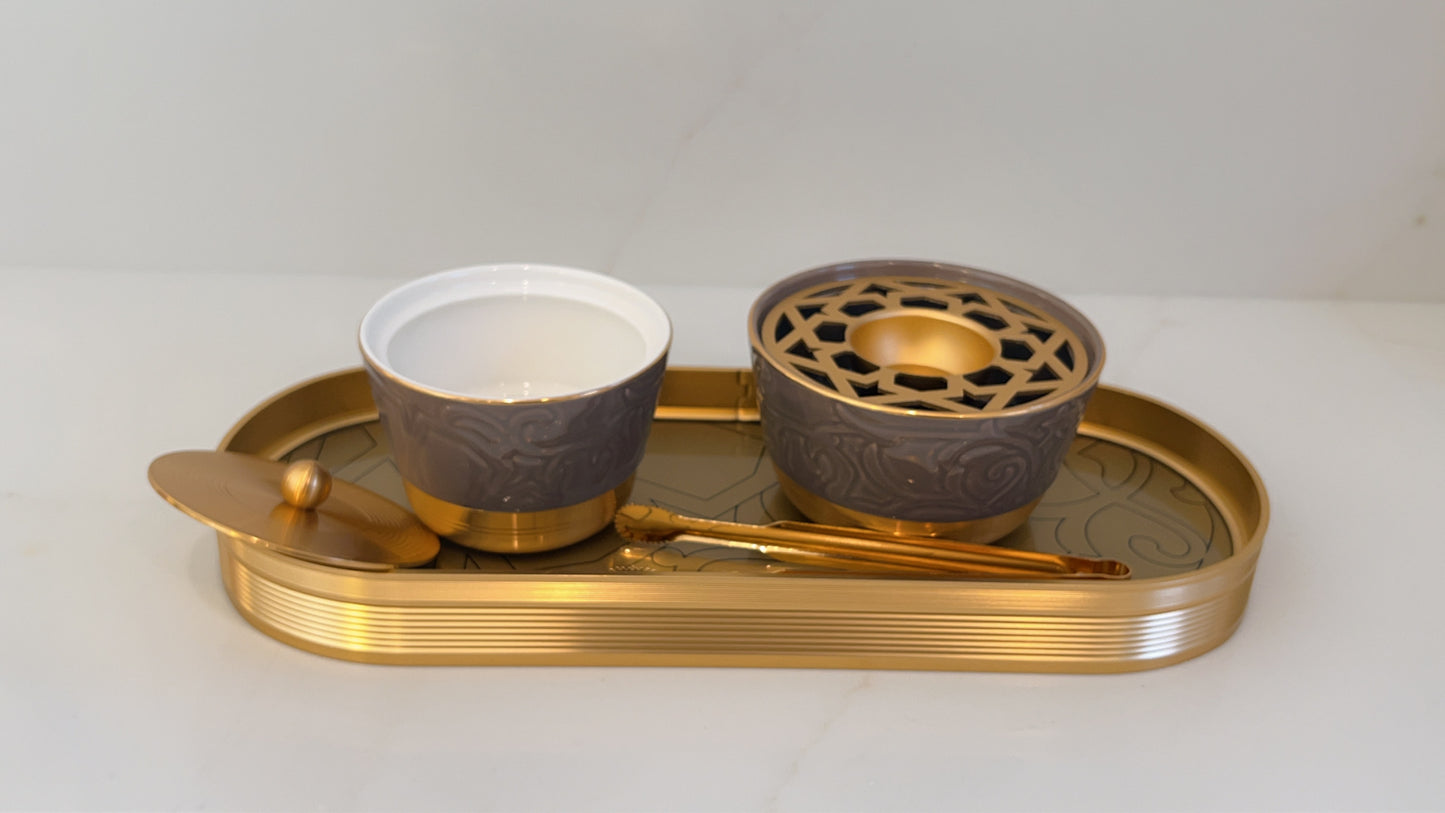 Luxury Incense Burner Set Glossy Brown