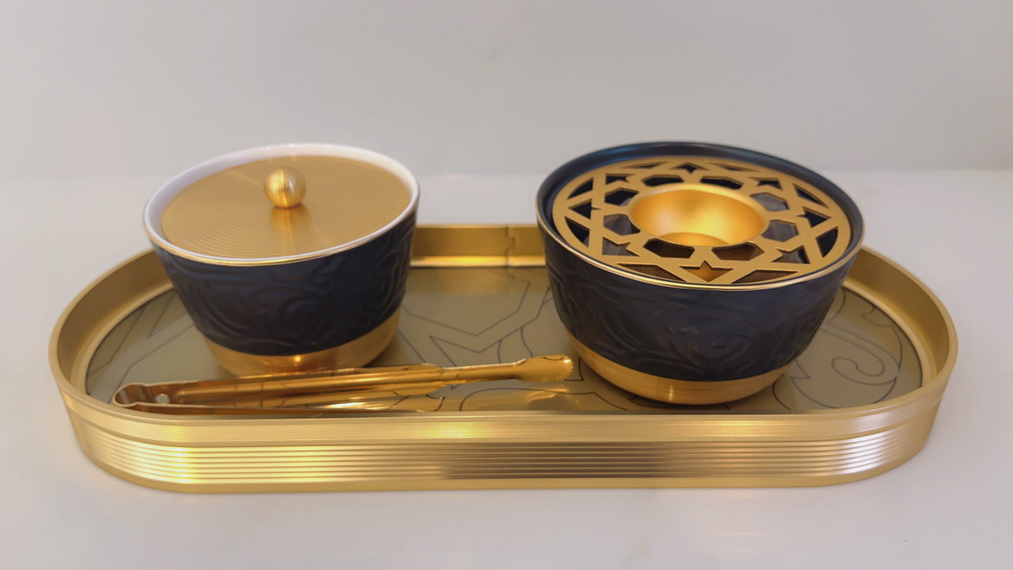 Luxury Incense Burner Set Matte Black