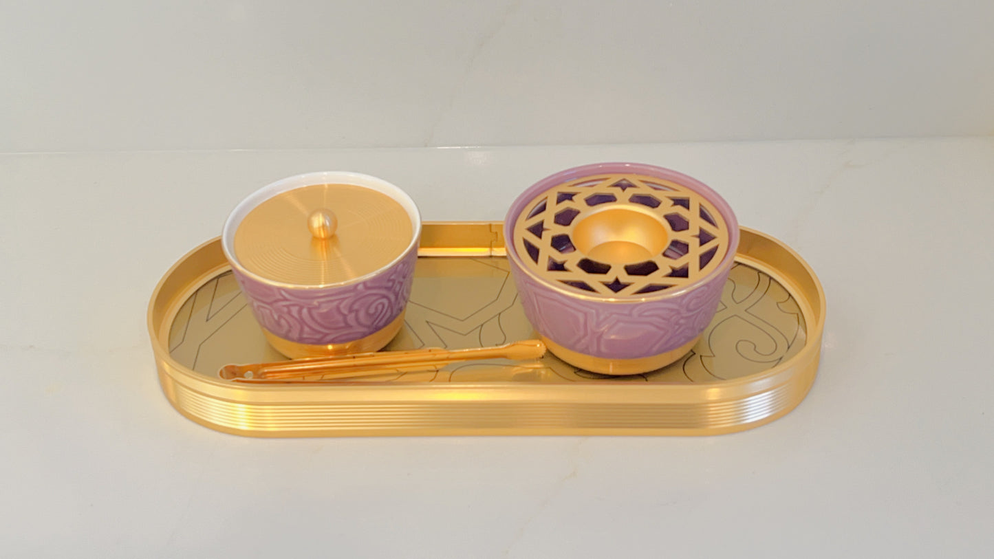 Luxury Incense Burner Set Glossy Purple