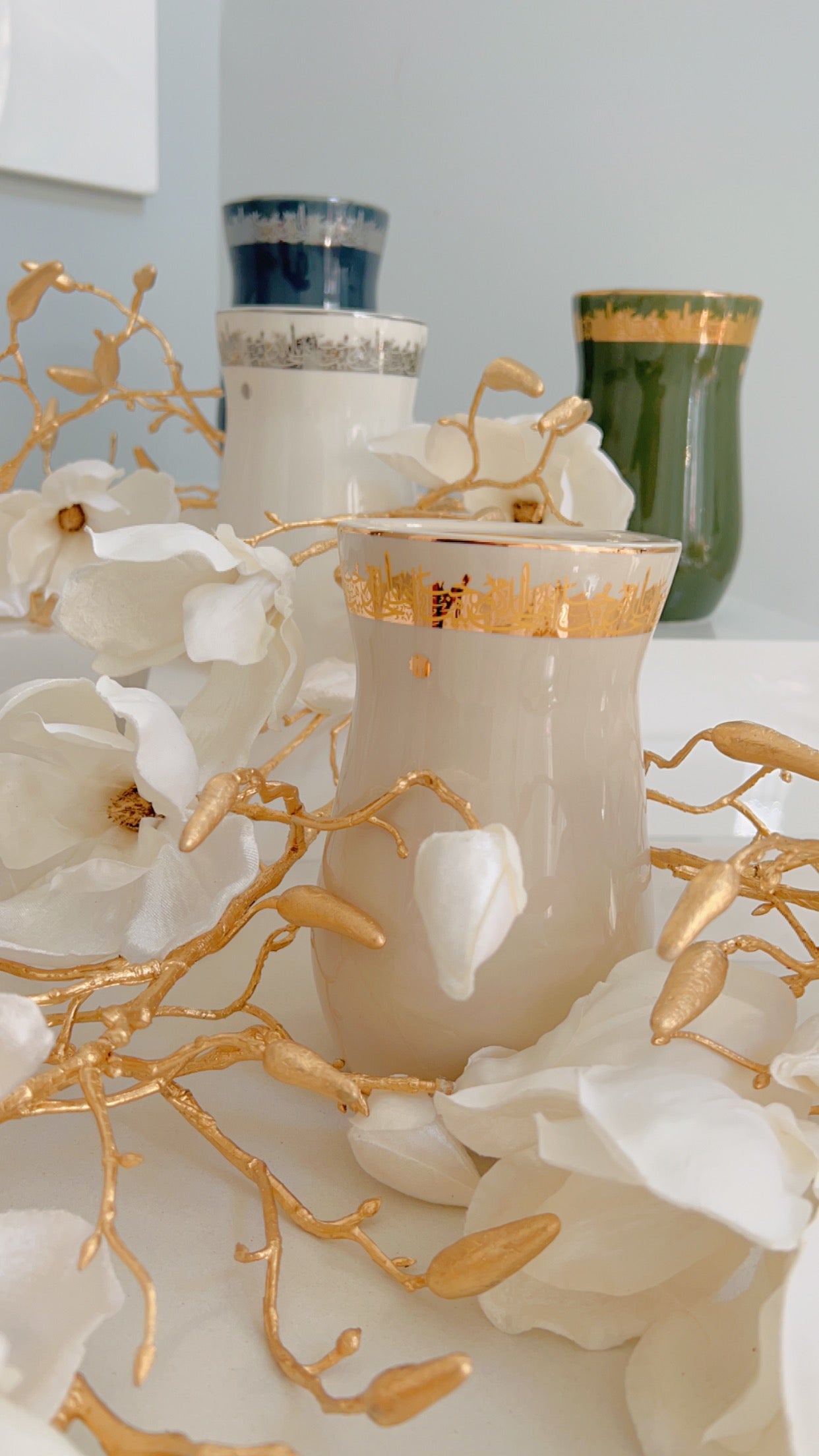 Incense Burner Beige & Gold