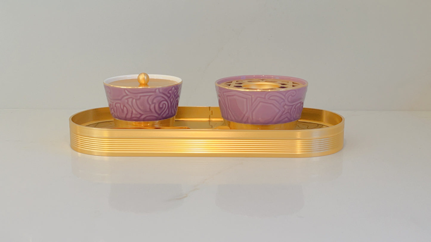 Luxury Incense Burner Set Glossy Purple