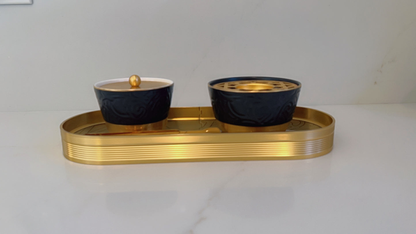 Luxury Incense Burner Set Matte Black