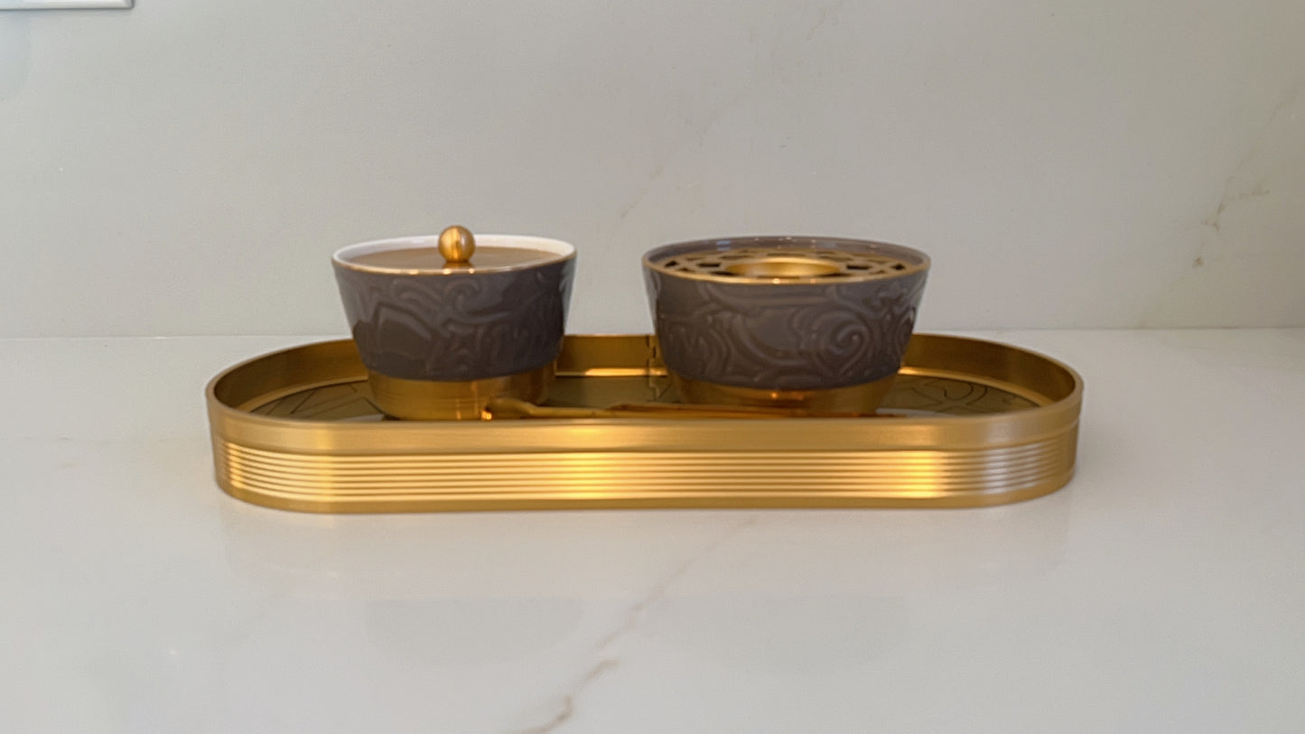 Luxury Incense Burner Set Glossy Brown