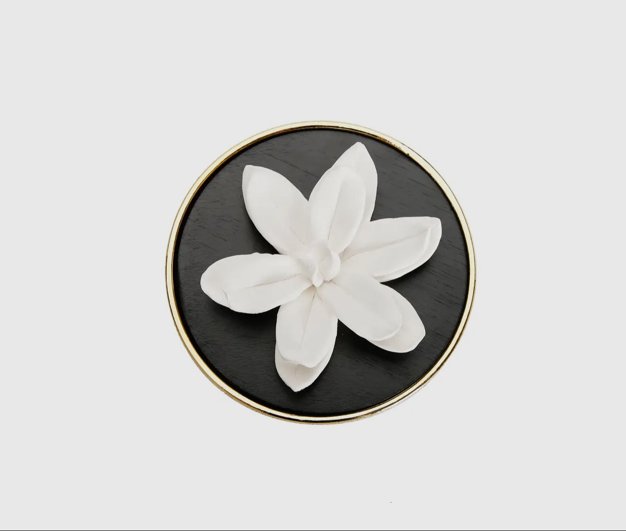 Gold Hemispheric Shape Diffuser
Black Lid/White Flower