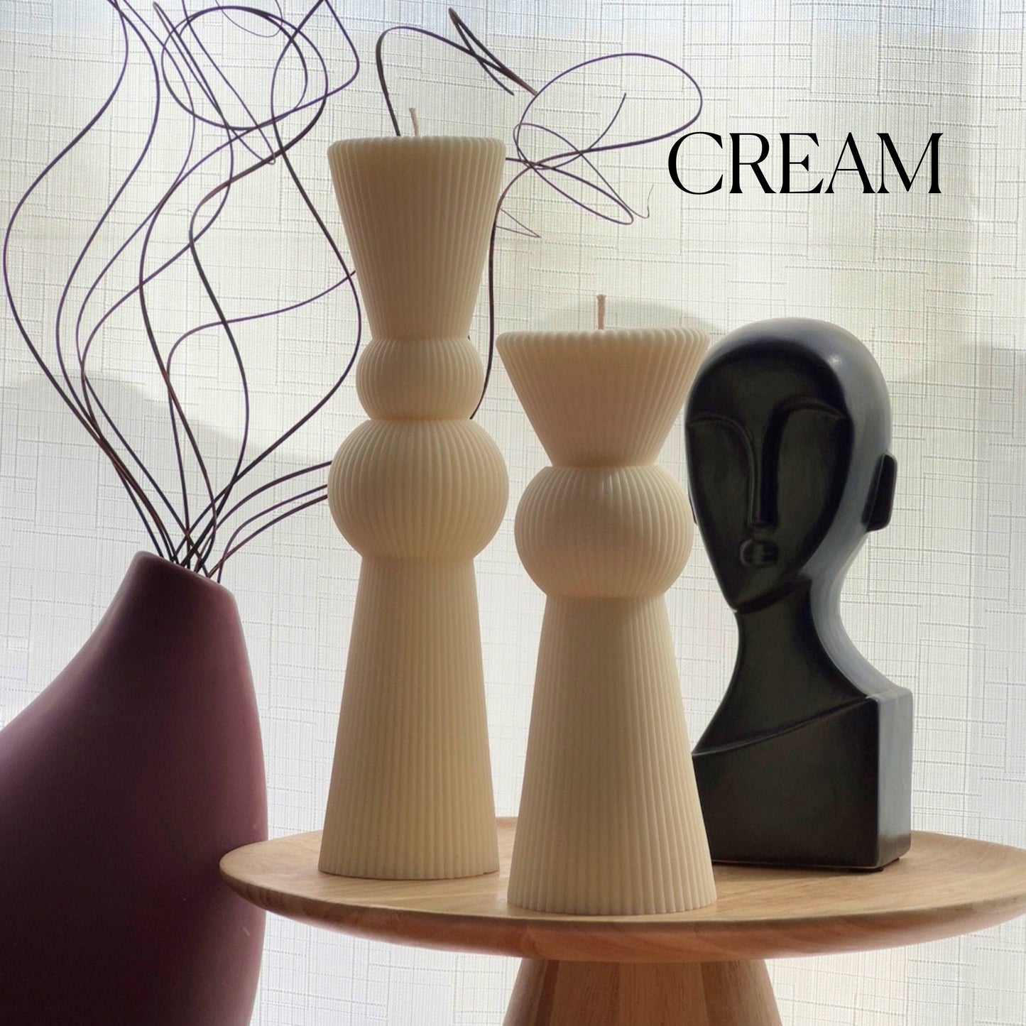 Chess Figure Ribbed Pillar Candle Set
