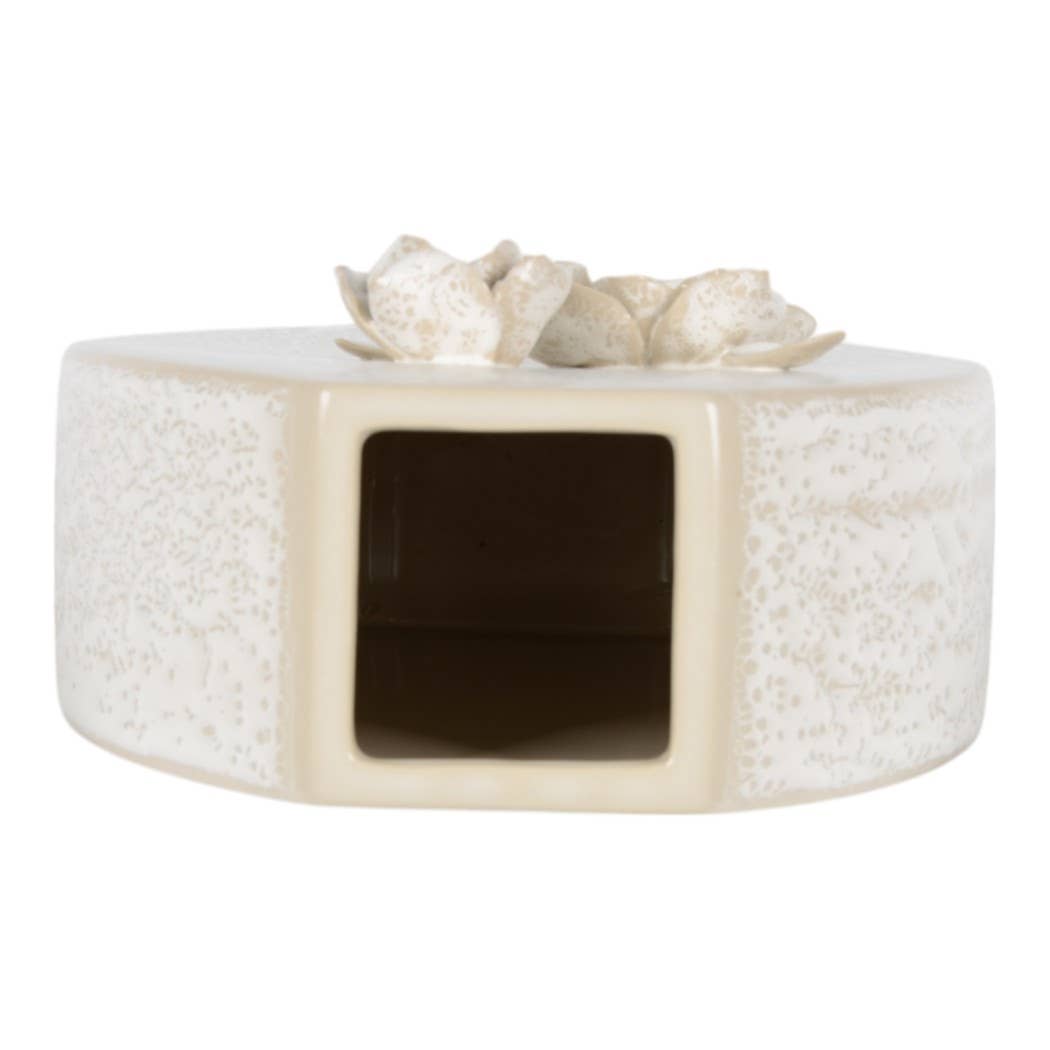 Decorative Vase - White Ceramic Textured Detailing, 15 in.