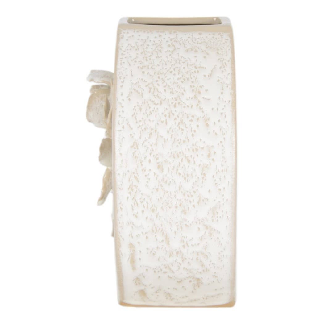 Decorative Vase - White Ceramic Organic Pattern, 10 in.