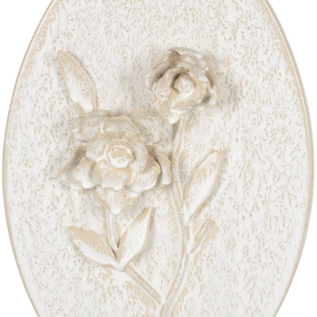 Decorative Vase - White Ceramic Textured Detailing, 15 in.