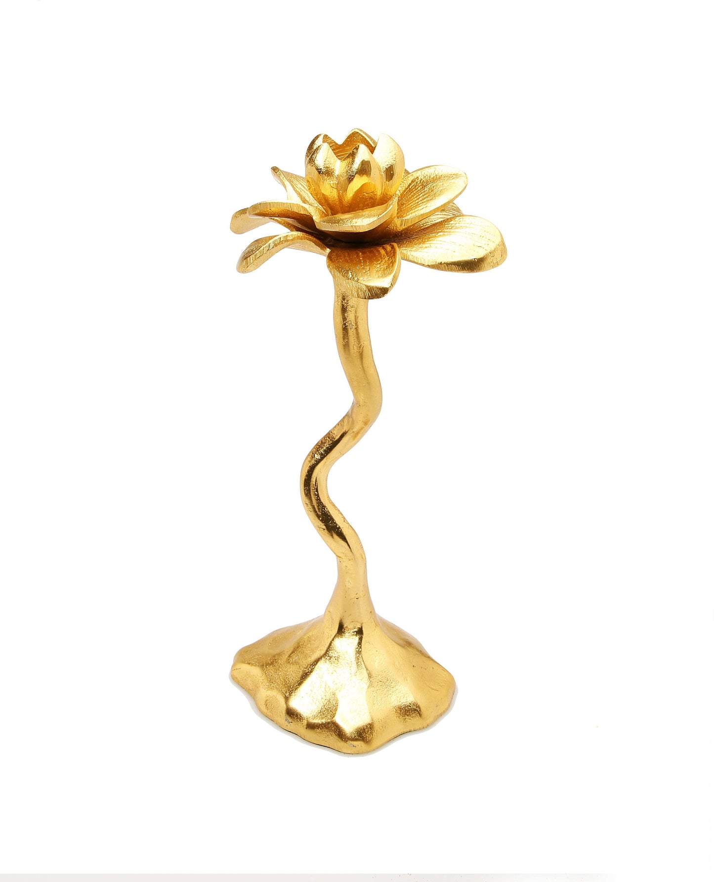 11.5" Gold Flower Shaped Candle Holder