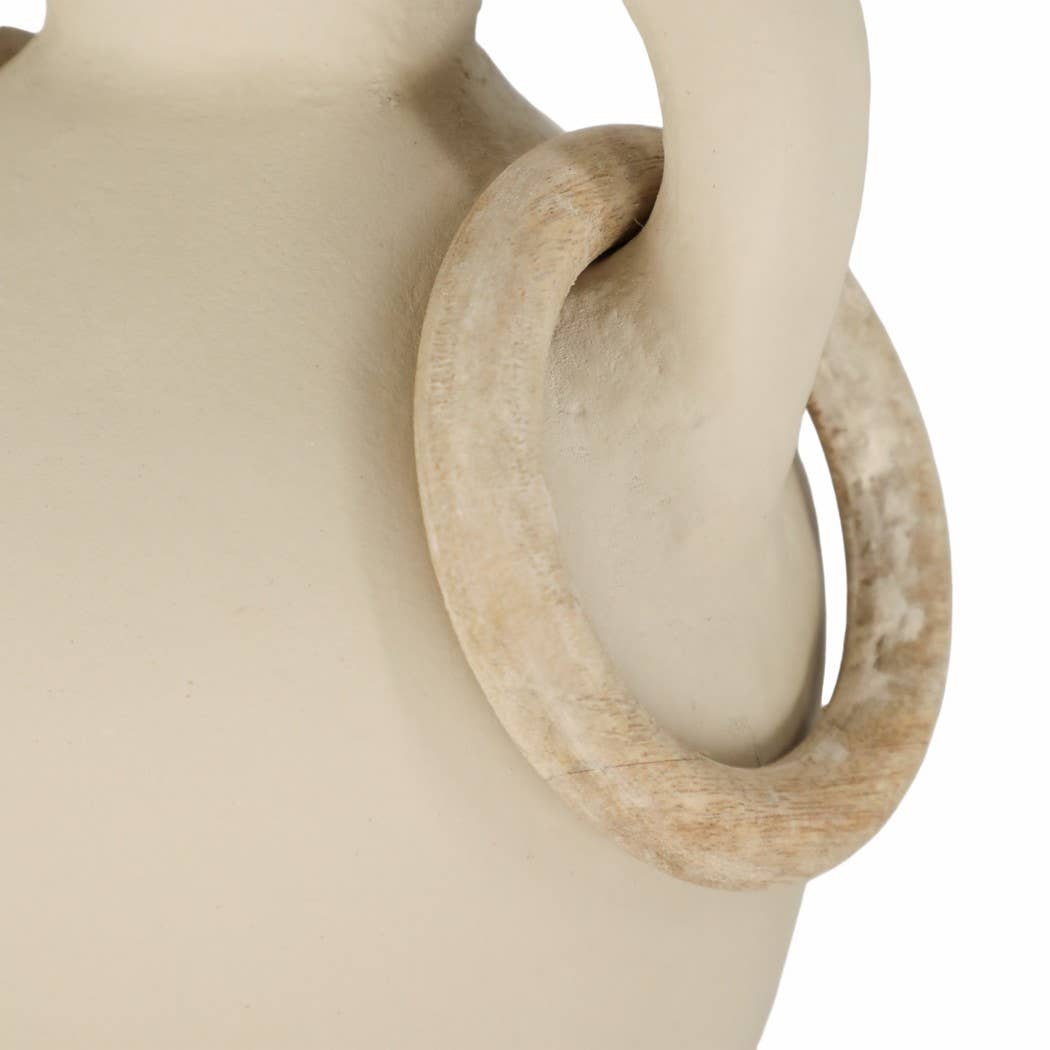 Decorative Vase - Ivory Ceramic Looped Handles, 14 in.