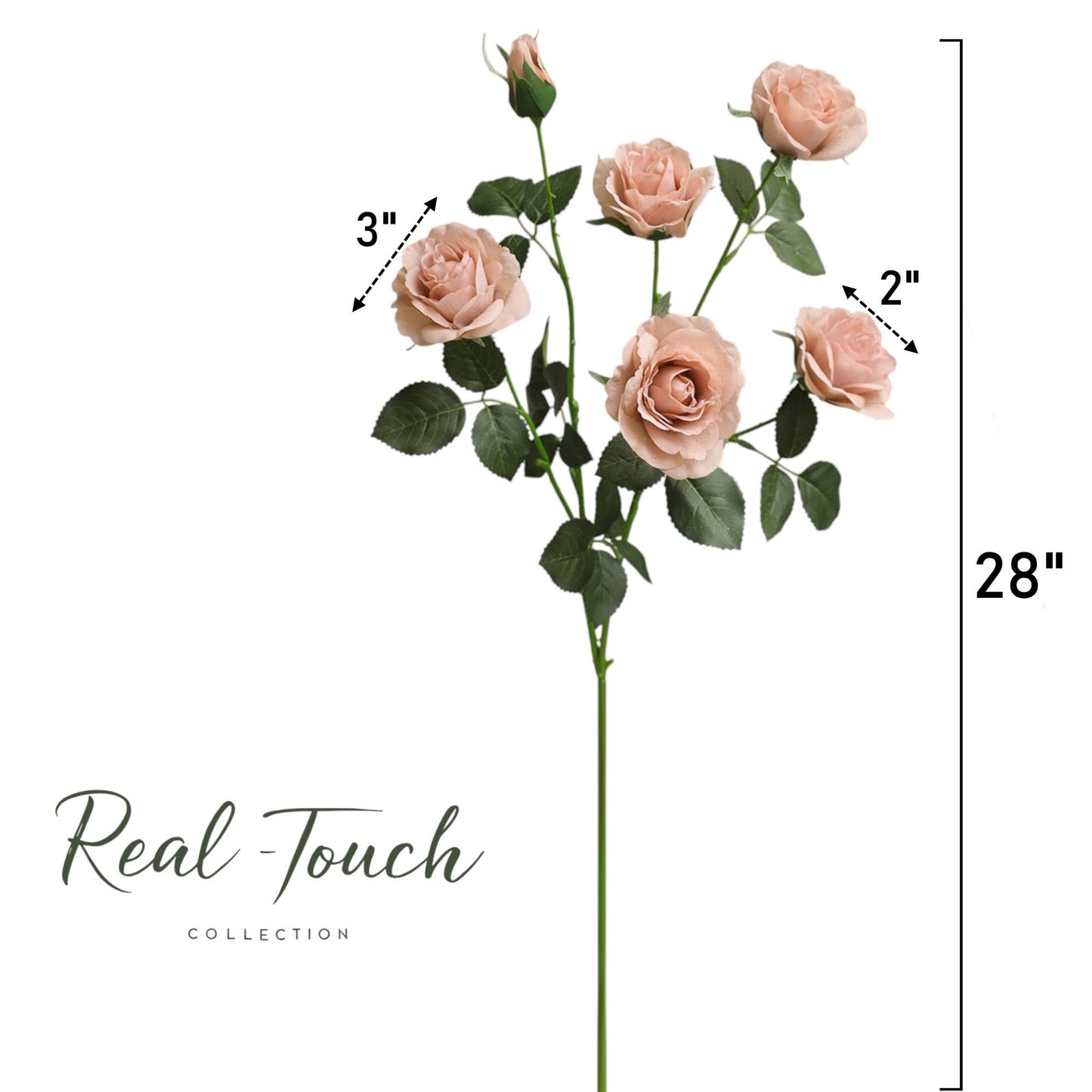 29"-Real Touch Artificial Rose Stem-6 blooms