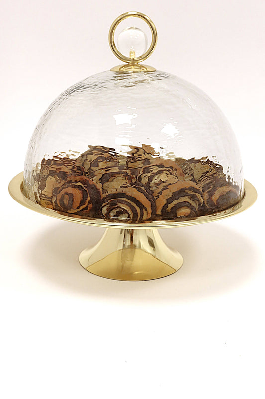Cake Dome Gold with Clear Ball Knob - 11"