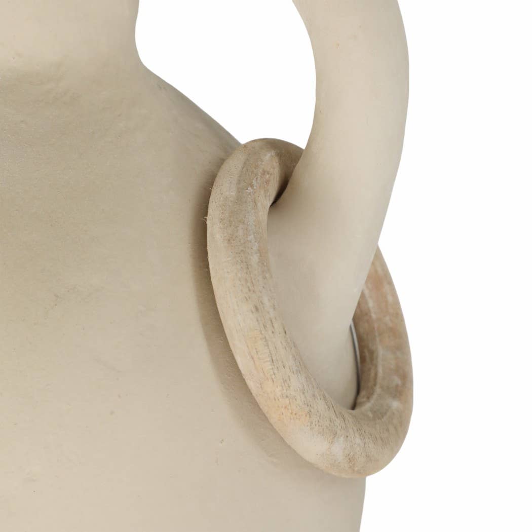 Decorative Vase - Ivory Ceramic Looped Handles, 18 in.