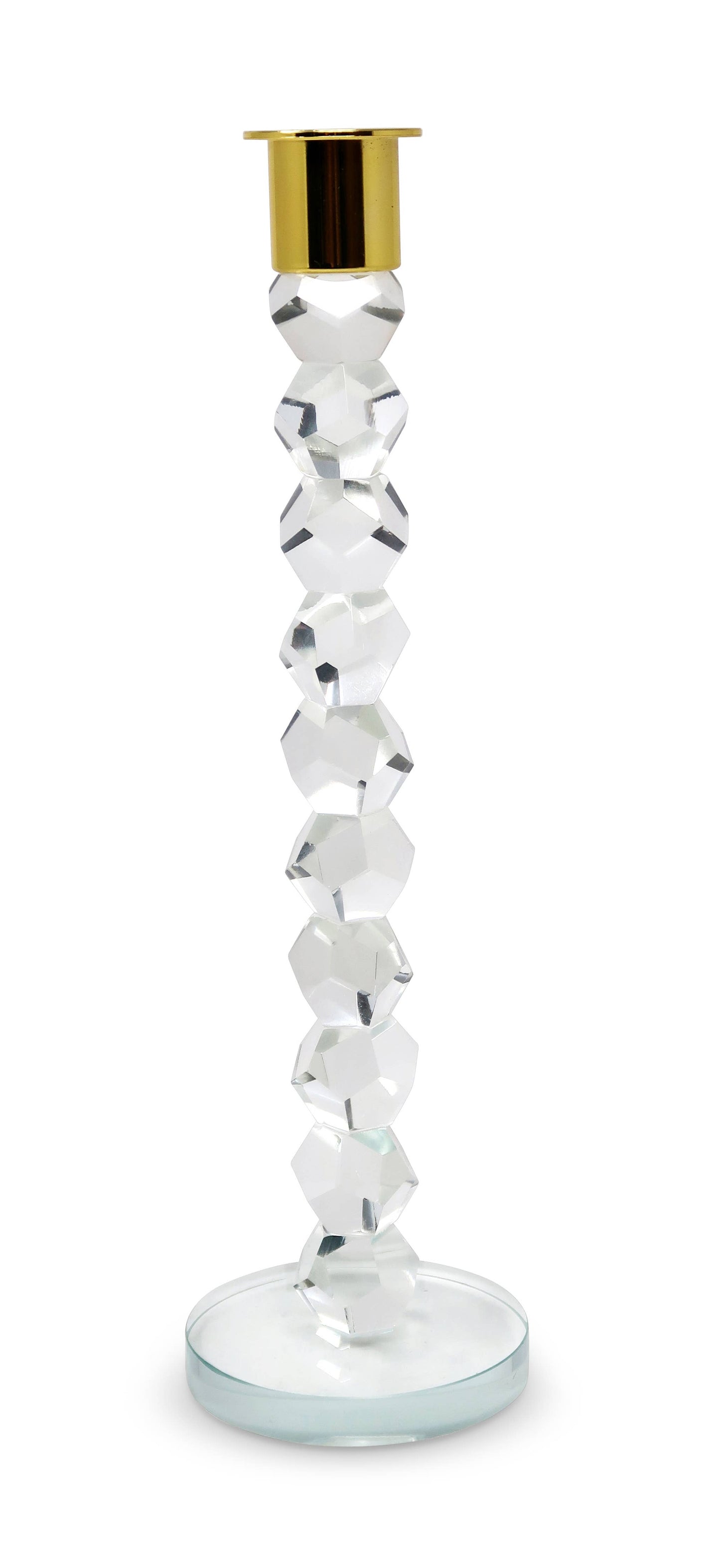 Crystal Dimensional Candlestick w Silver/Gold Tip (2 Sizes)