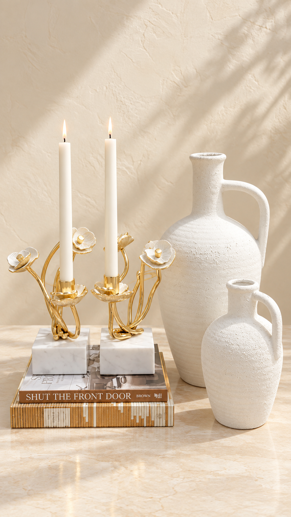 Fiora Gold Blossom Candle Holders, Set of 2