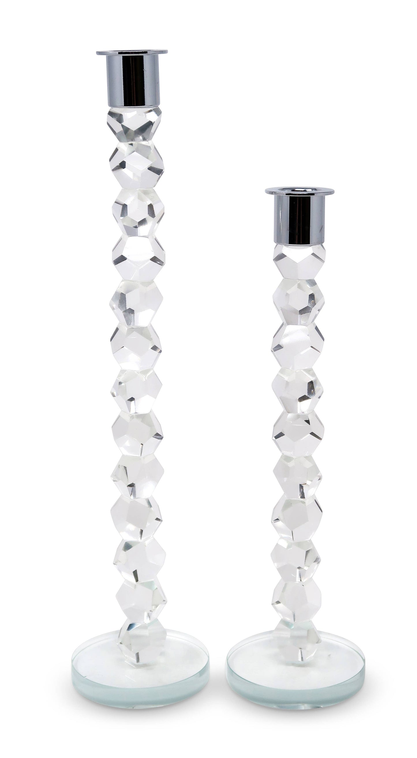 Crystal Dimensional Candlestick w Silver/Gold Tip (2 Sizes)