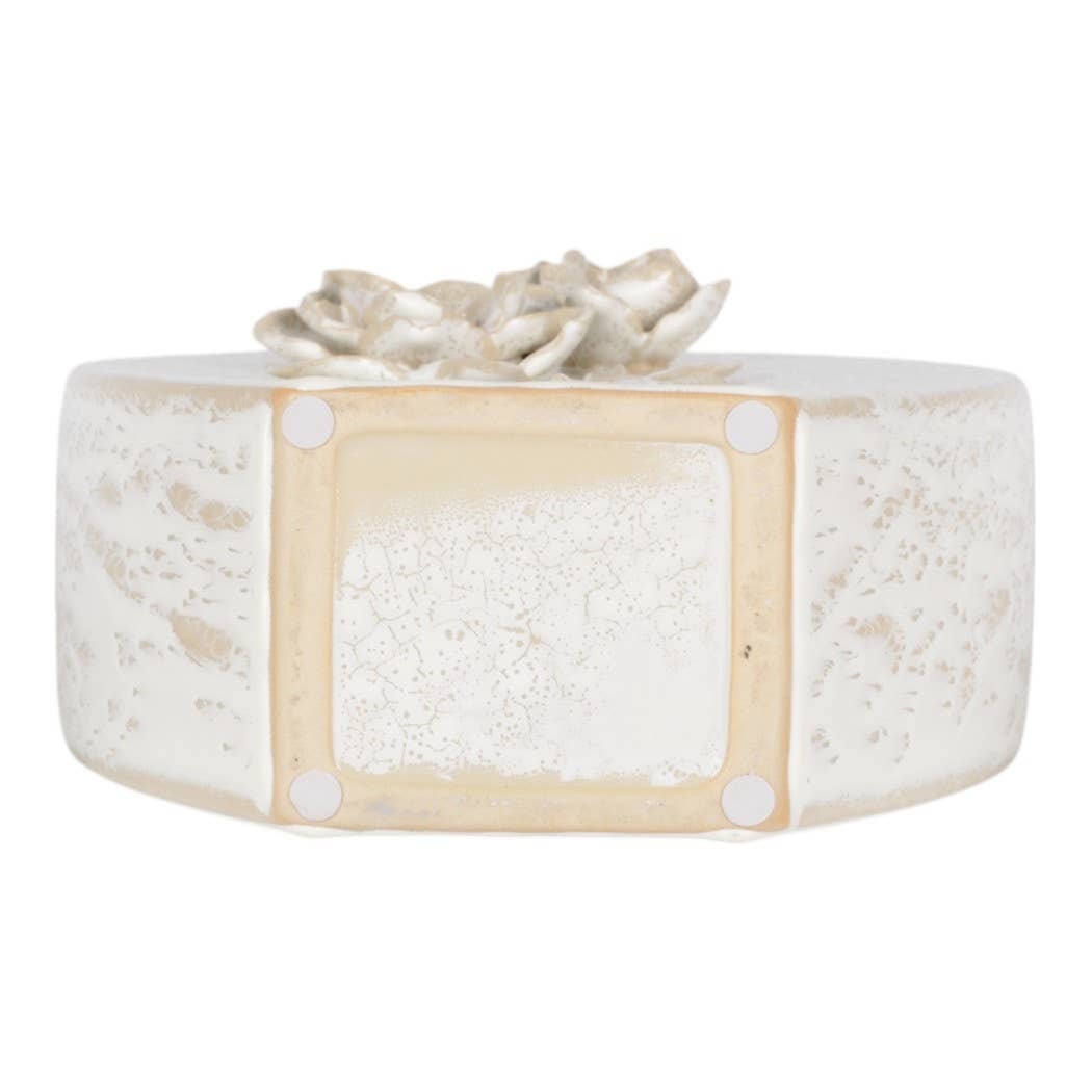 Decorative Vase - White Ceramic Textured Detailing, 15 in.