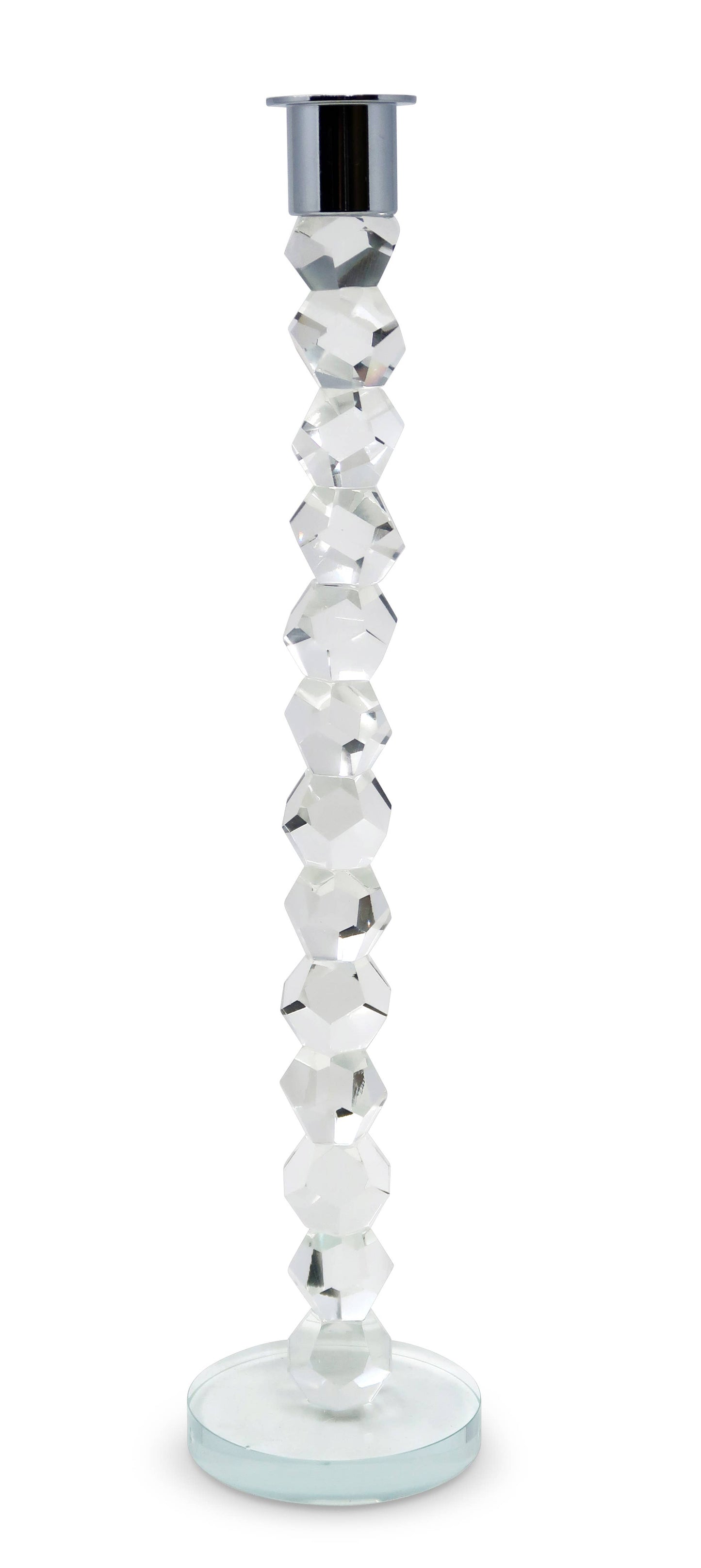 Crystal Dimensional Candlestick w Silver/Gold Tip (2 Sizes)
