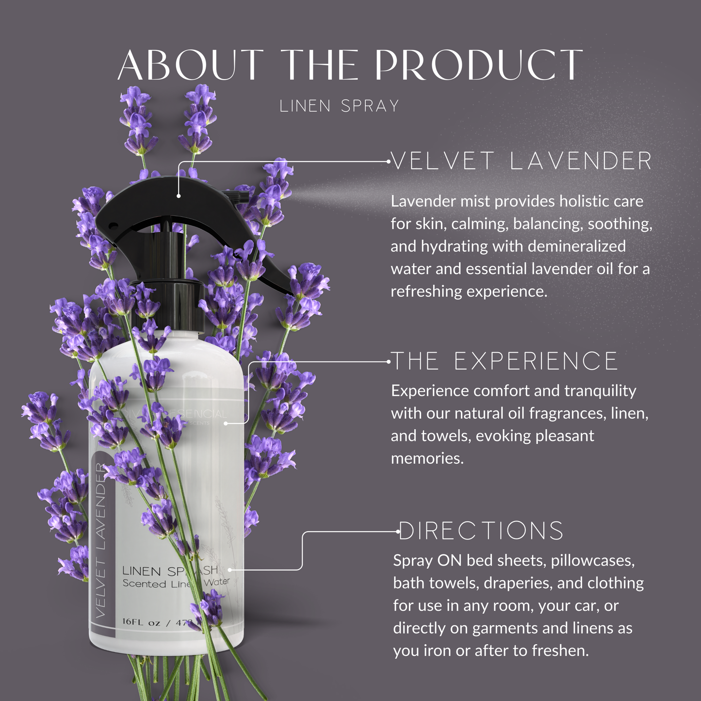 Luxury Linen/Room Sprays for Your Home.: Velvet Lavender