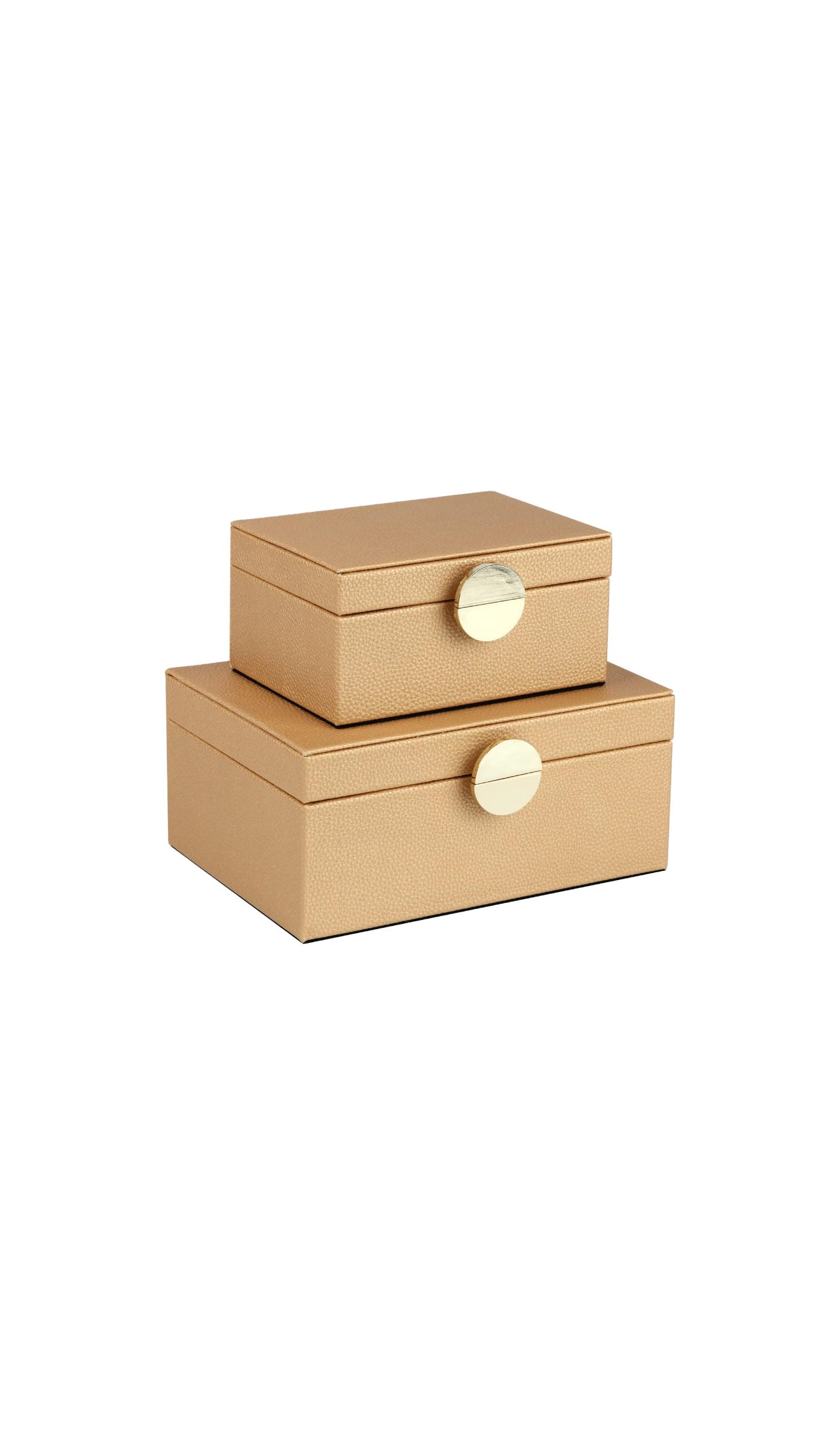 Gold Faux Leather Decorative Boxes set of 2