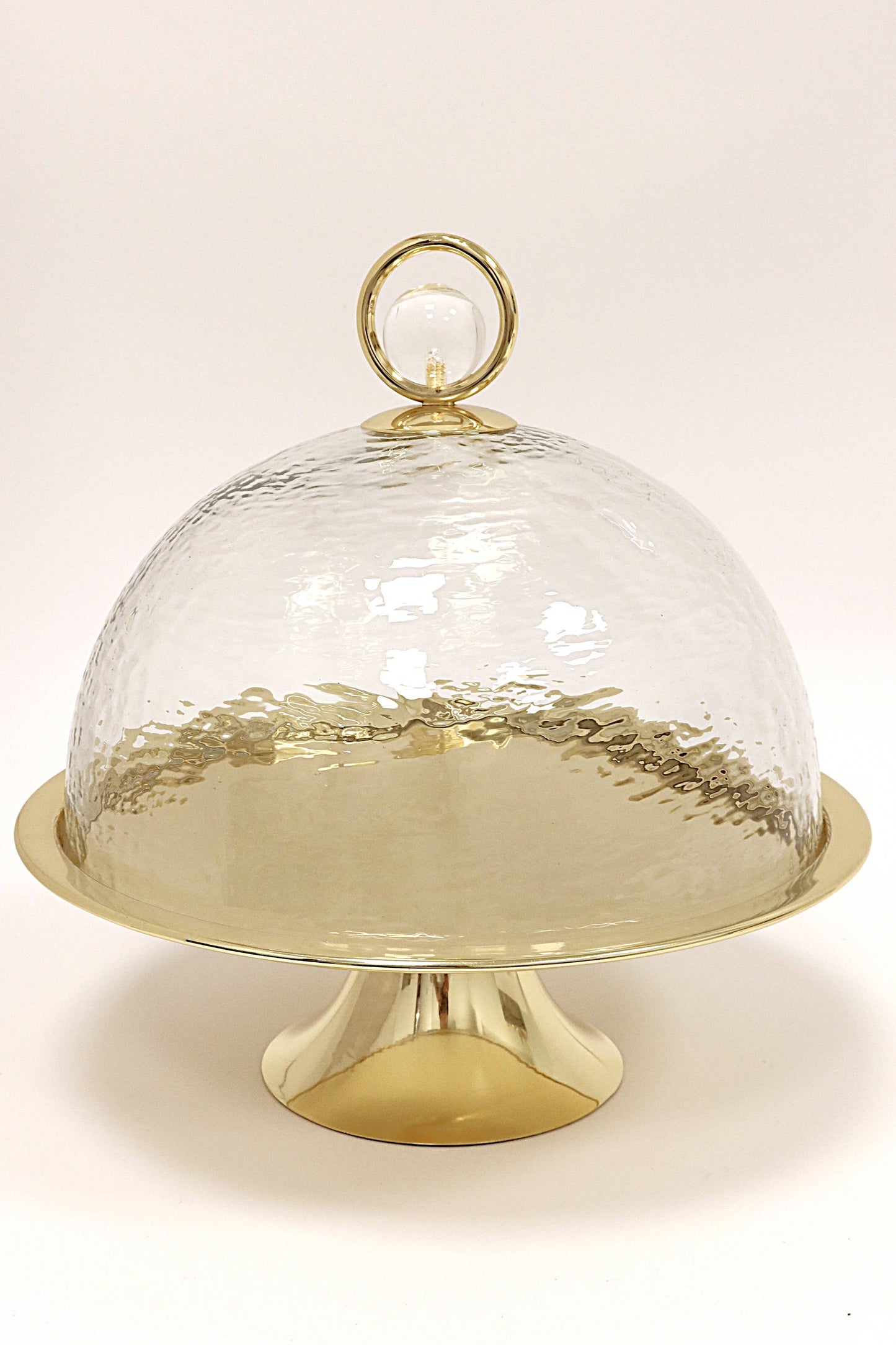 Cake Dome Gold with Clear Ball Knob - 11"