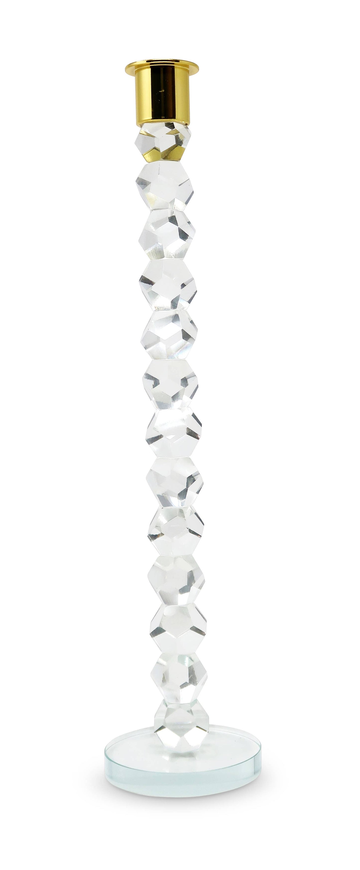 Crystal Dimensional Candlestick w Silver/Gold Tip (2 Sizes)