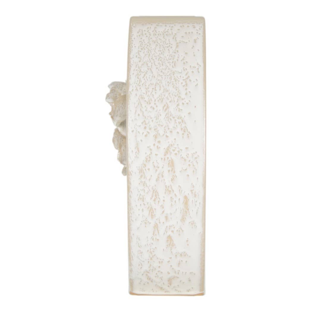 Decorative Vase - White Ceramic Textured Detailing, 15 in.