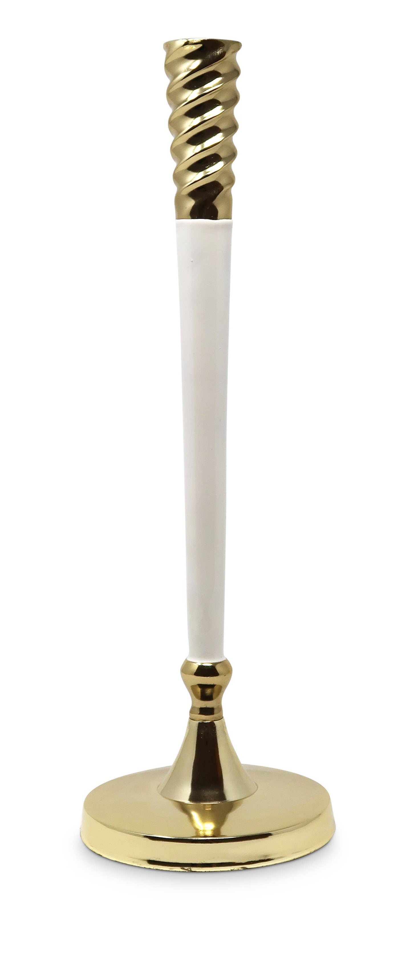 Twisted Gold and White Taper Candle Holder