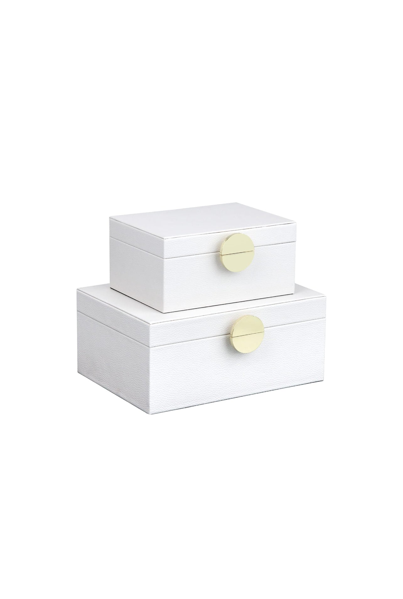 White Faux Leather Decorative Boxes set of 2