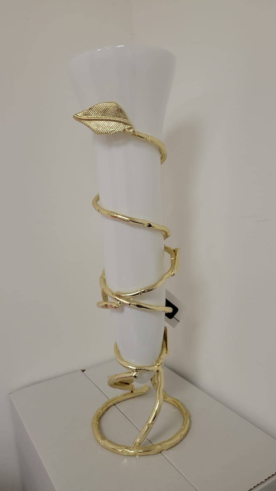 Gold Leaf Vase with White Insert