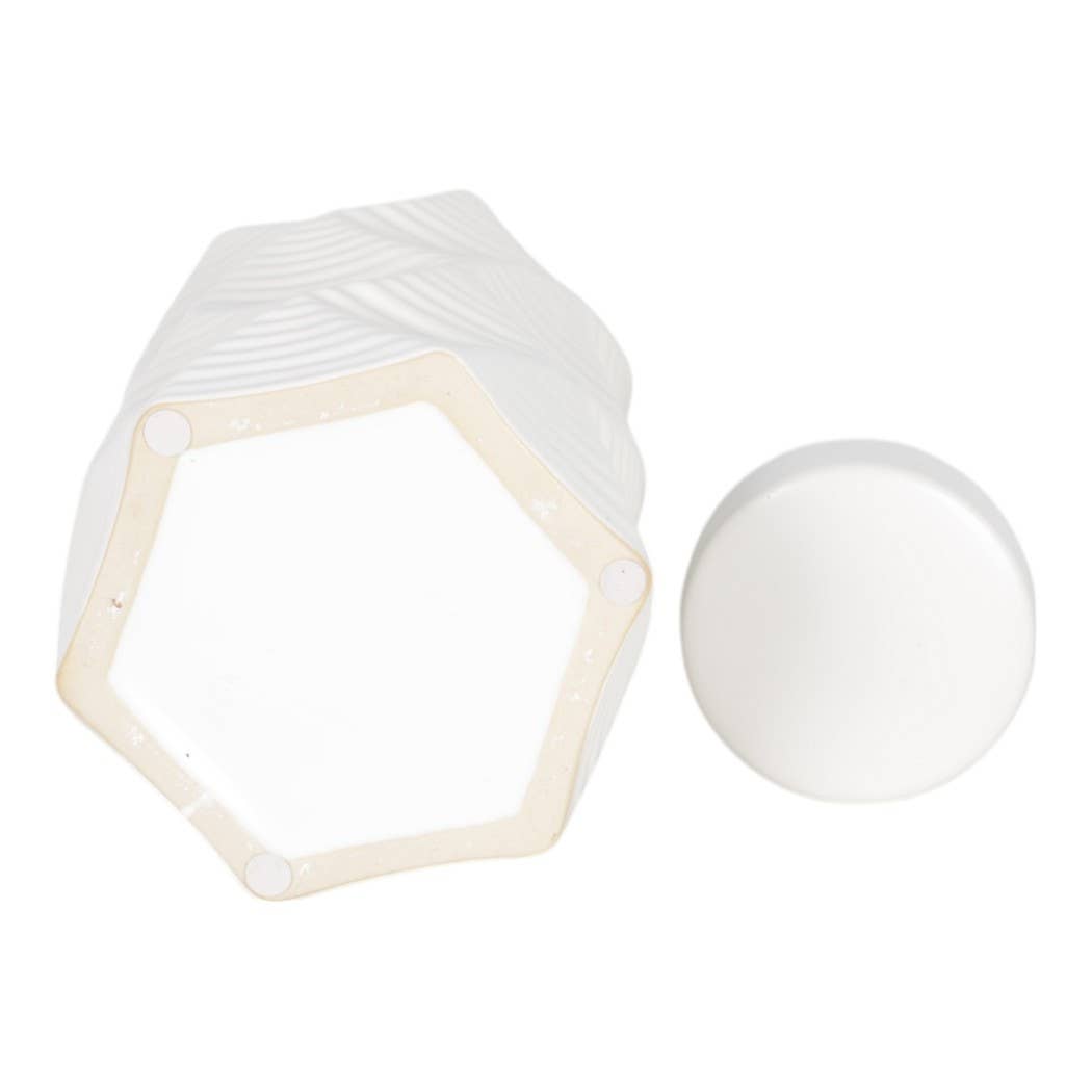 Decorative Jars Set of 2 - White Ceramic Pattern, 10/13 in.