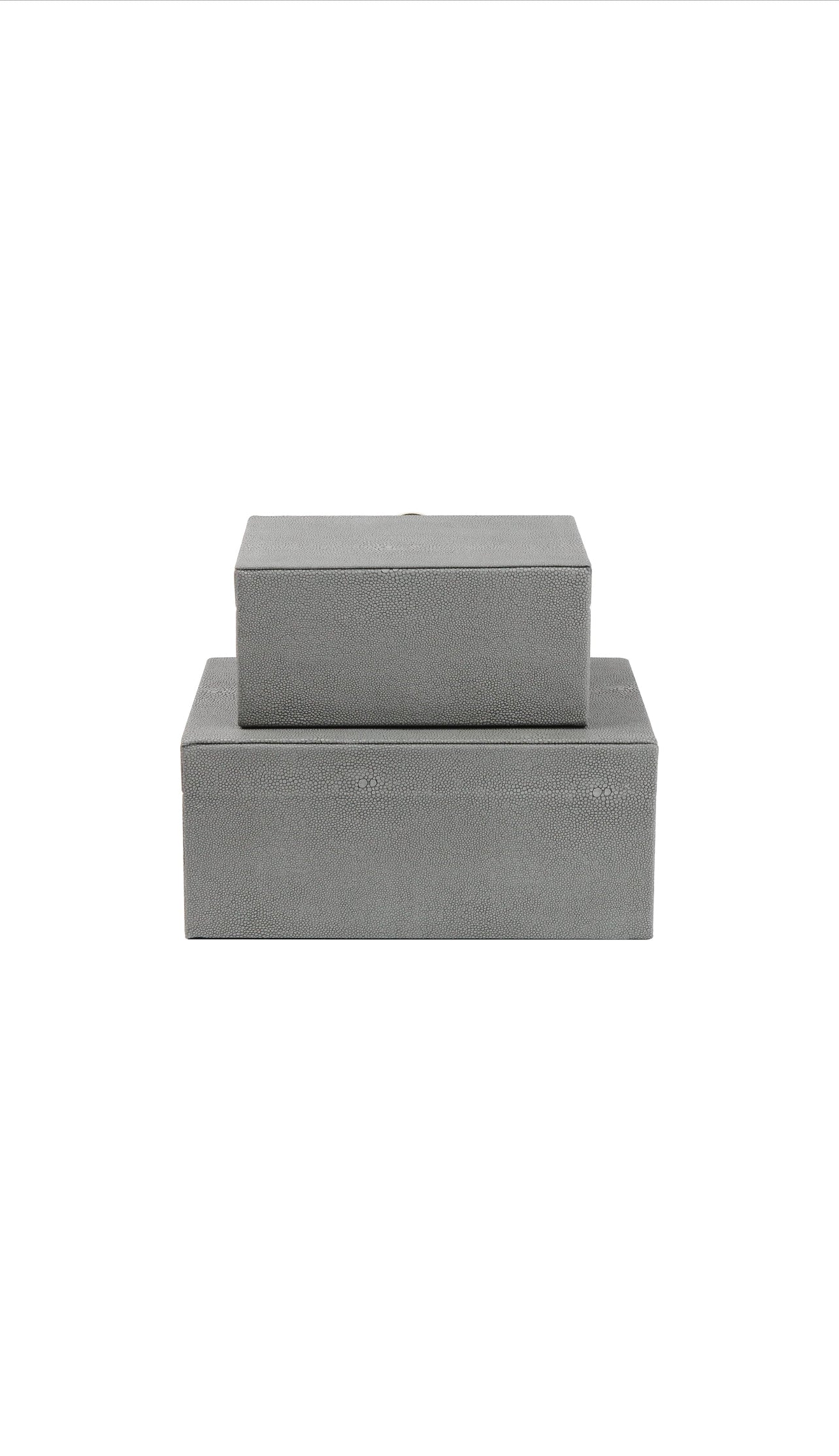 Grey Faux Leather Decorative Boxes set of 2