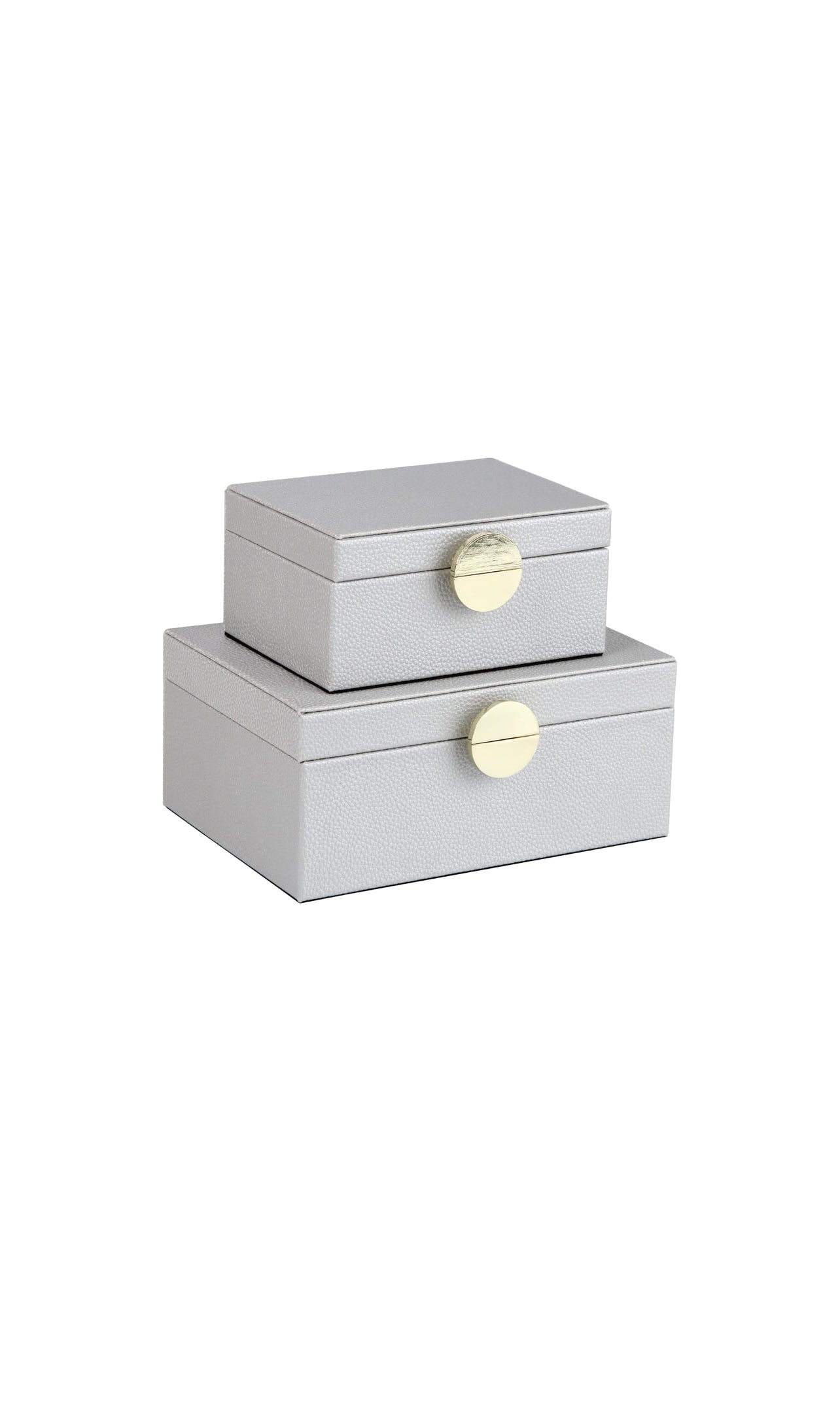 Silver Faux Leather Decorative Boxes set of 2