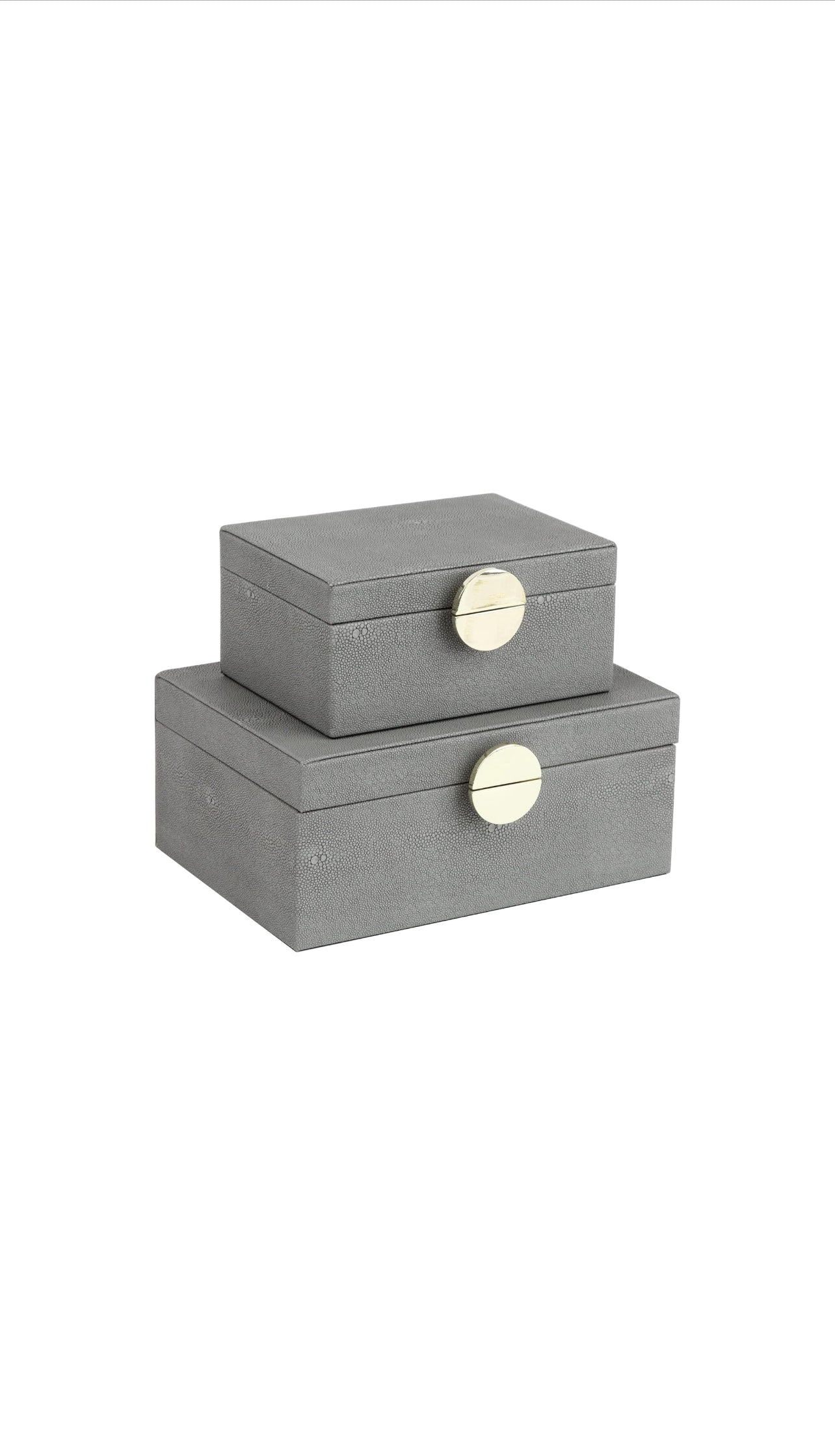 Grey Faux Leather Decorative Boxes set of 2