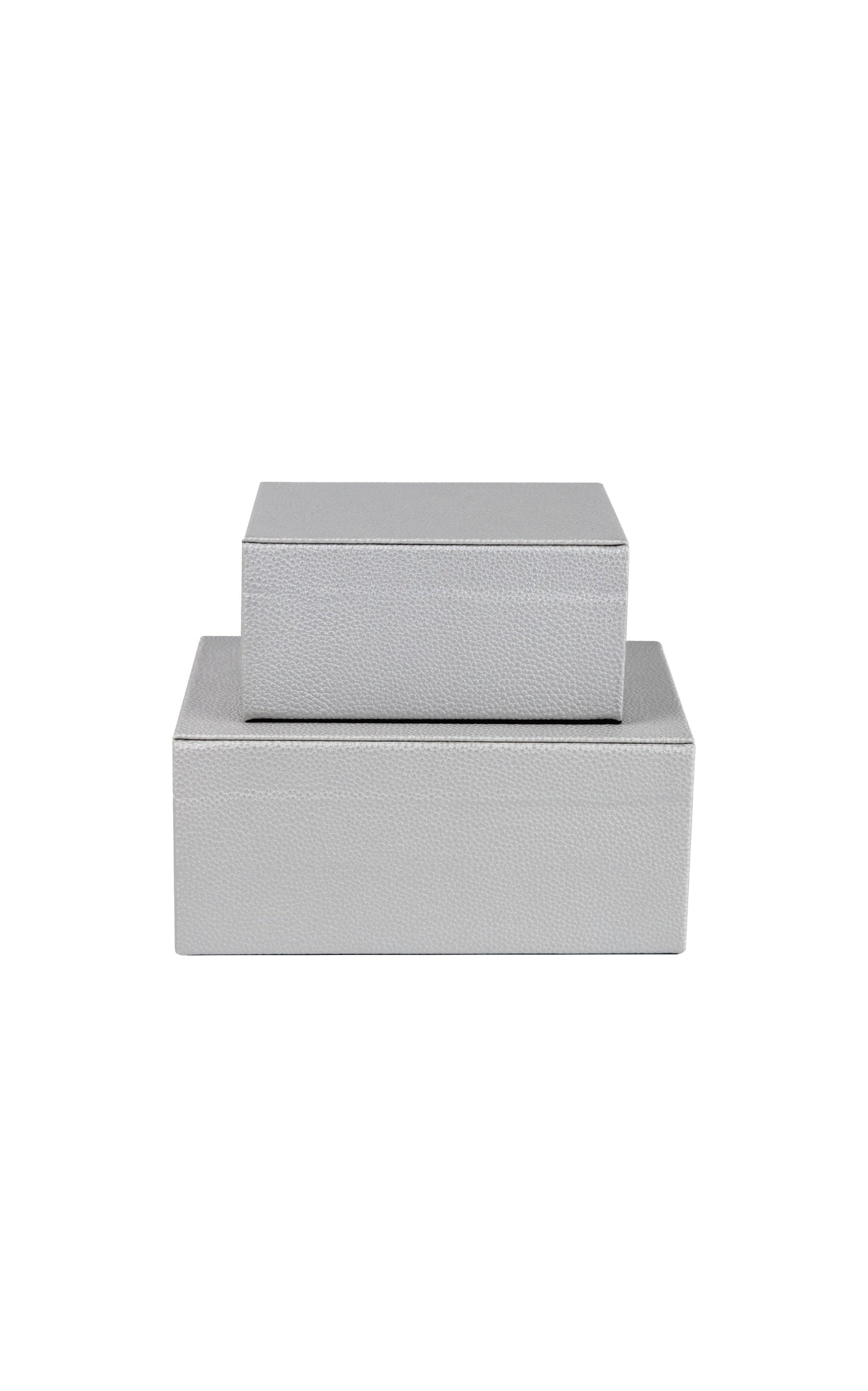 Silver Faux Leather Decorative Boxes set of 2