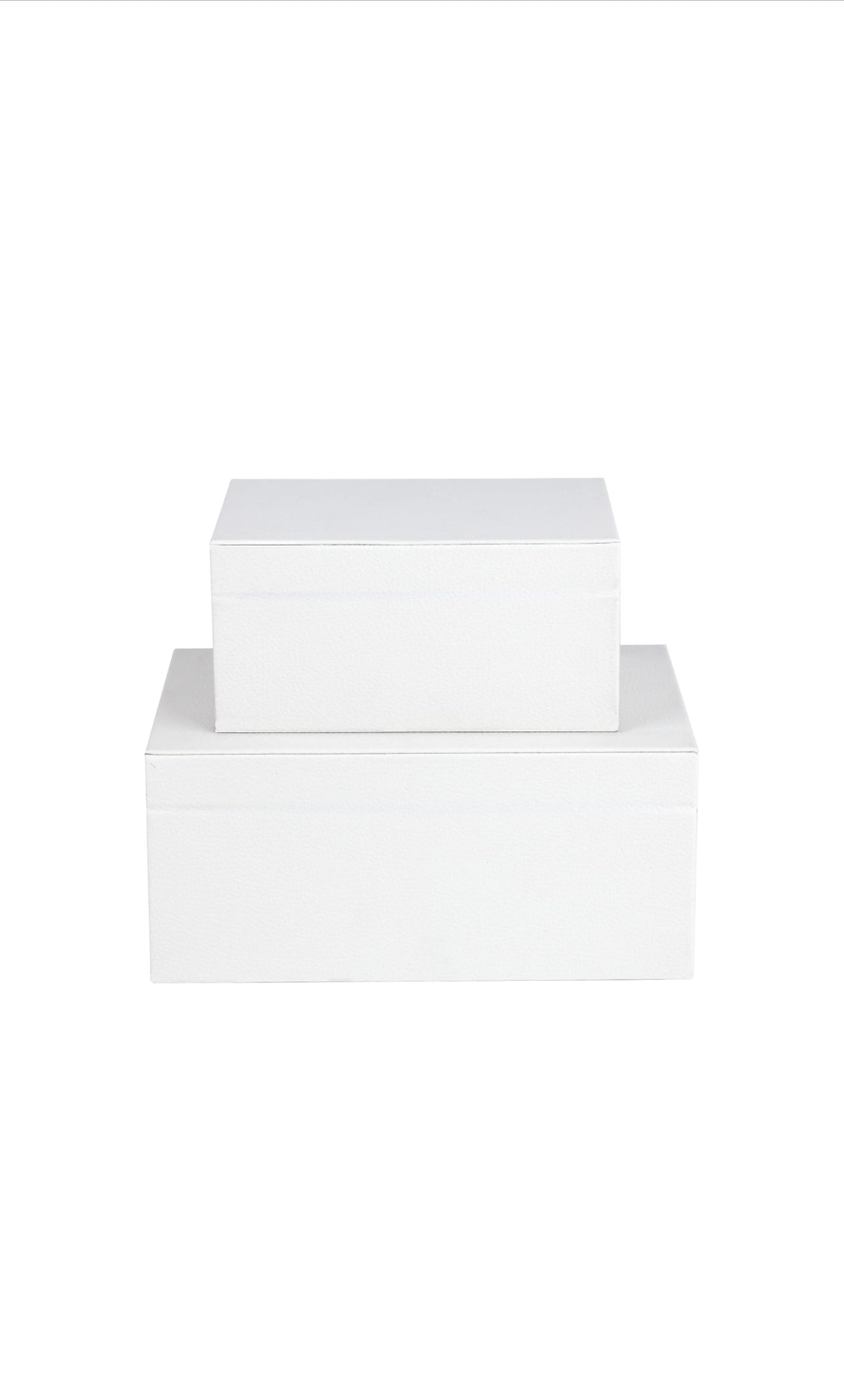 White Faux Leather Decorative Boxes set of 2