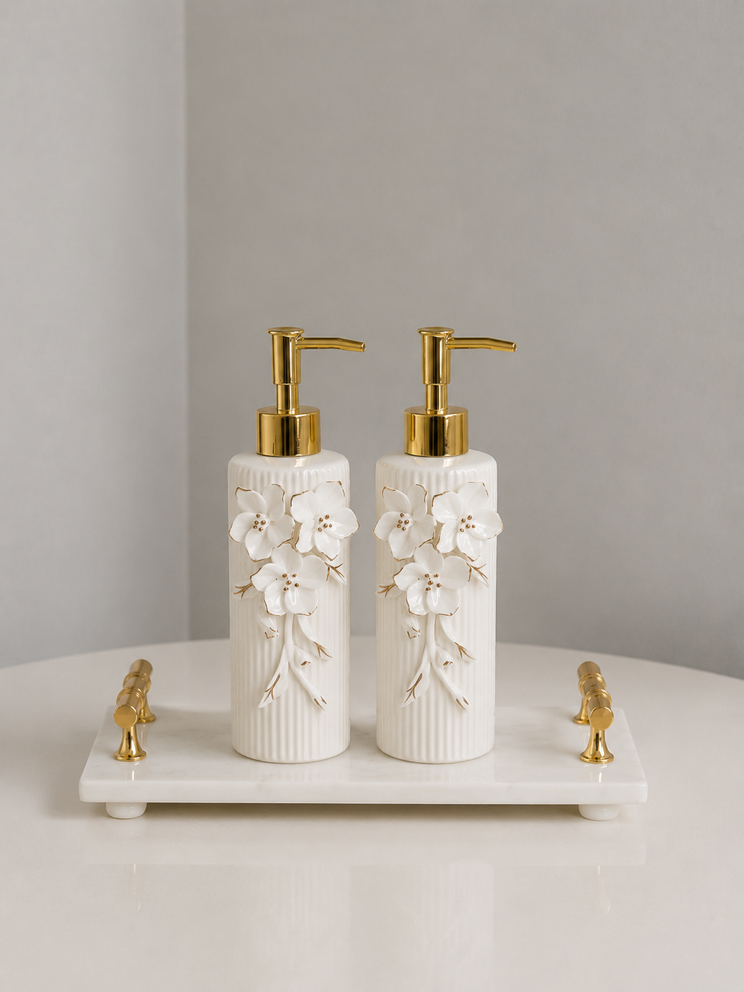 Handmade Ceramic Flower Soap Dispenser