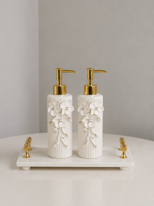 Handmade Ceramic Flower Soap Dispenser