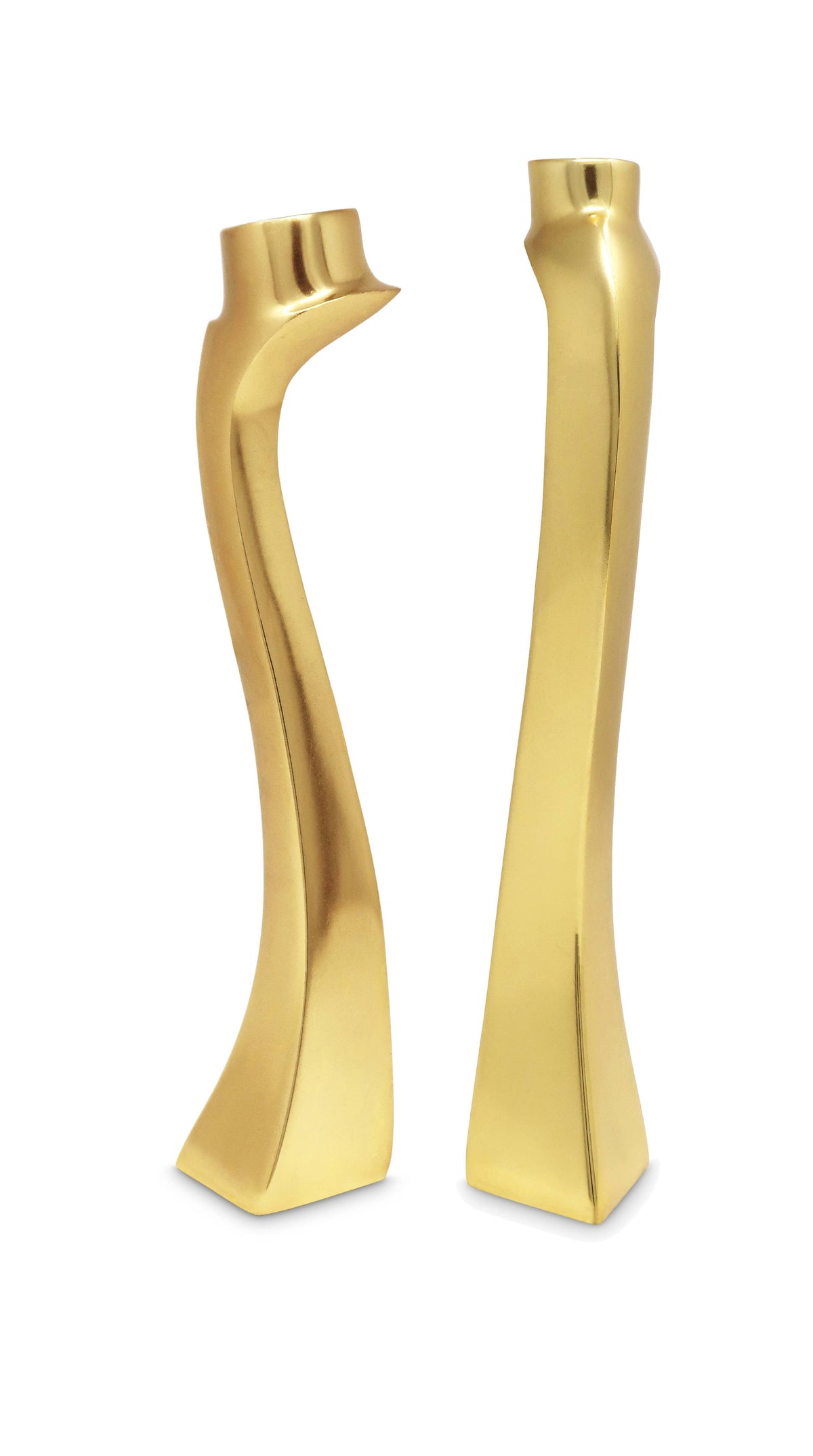Set of 2 Gold Dimensional Taper Candle Holders
