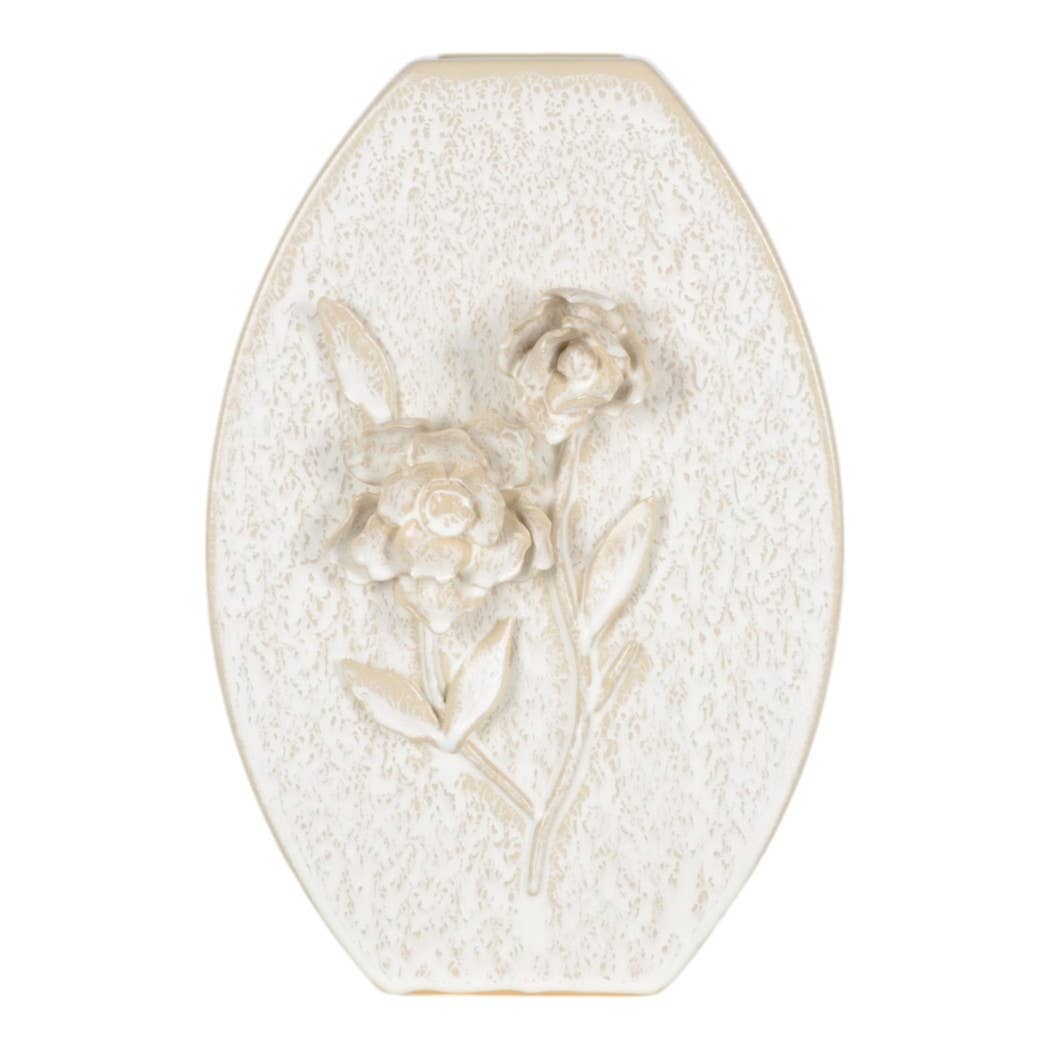 Decorative Vase - White Ceramic Textured Detailing, 15 in.