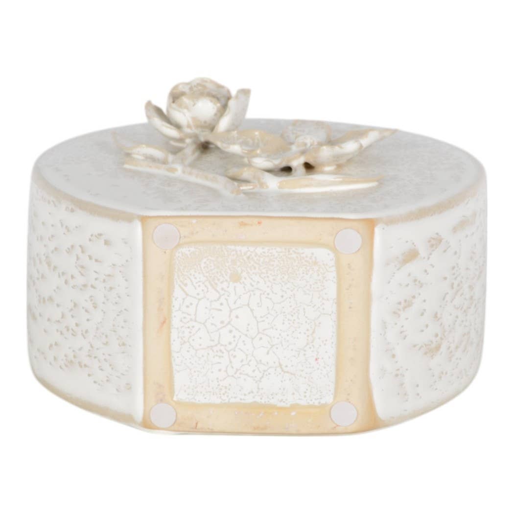 Decorative Vase - White Ceramic Organic Pattern, 10 in.