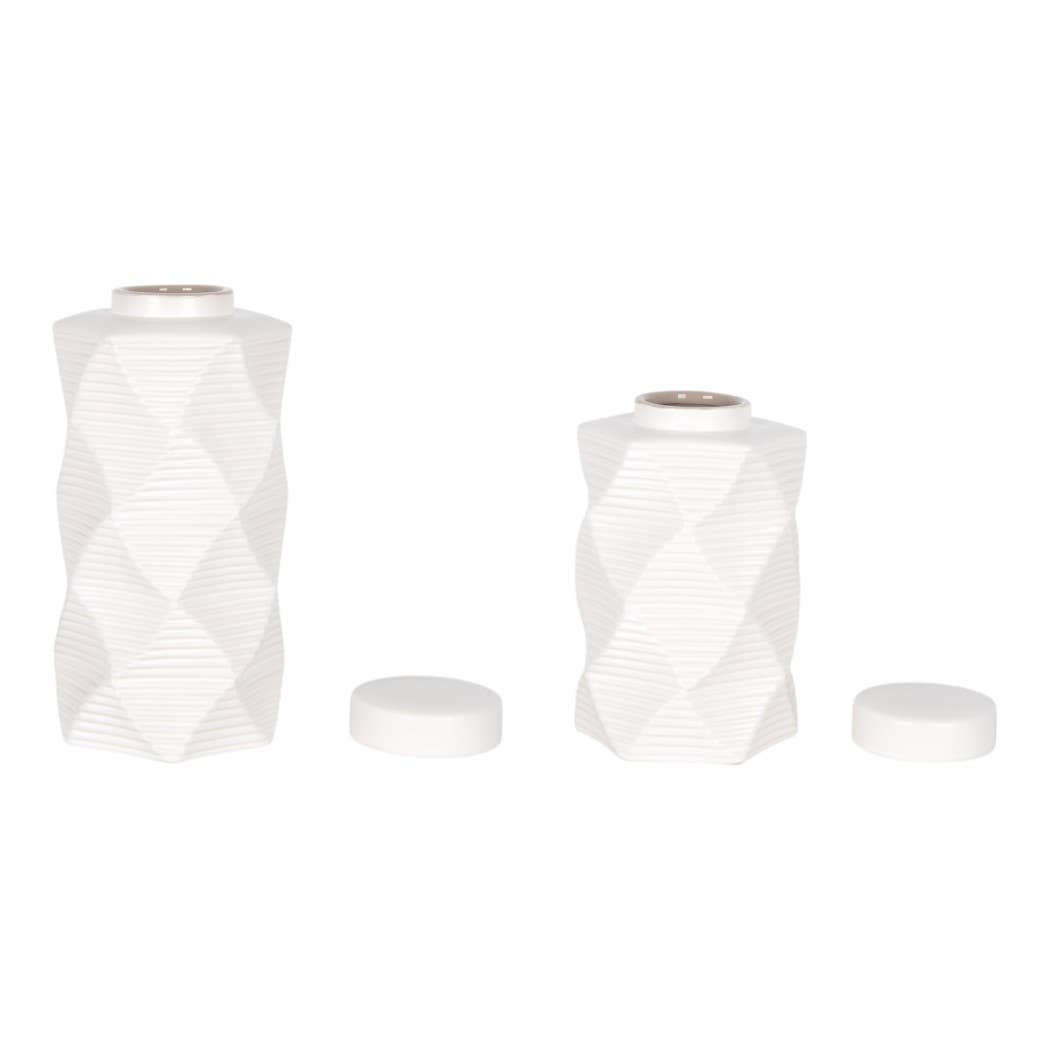 Decorative Jars Set of 2 - White Ceramic Pattern, 10/13 in.
