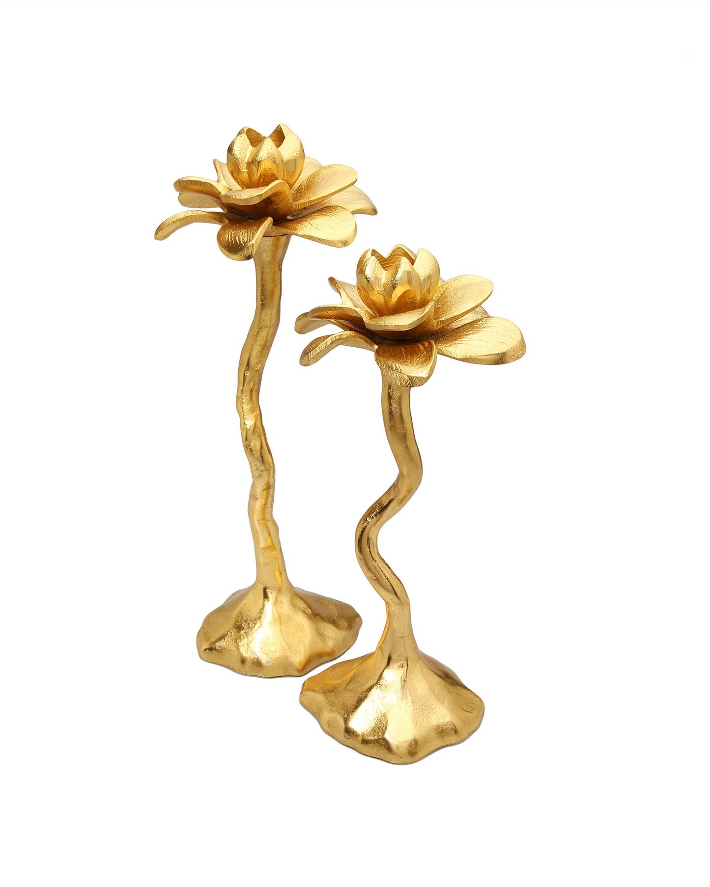 13" Gold Flower Shaped Candle Holder