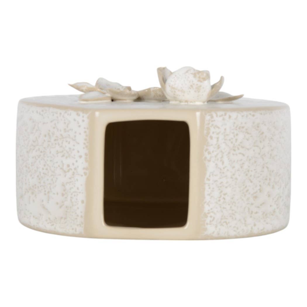 Decorative Vase - White Ceramic Organic Pattern, 10 in.