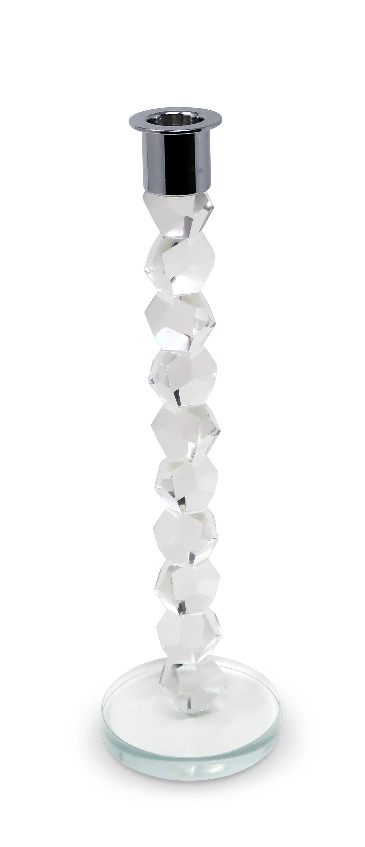 Crystal Dimensional Candlestick w Silver/Gold Tip (2 Sizes)