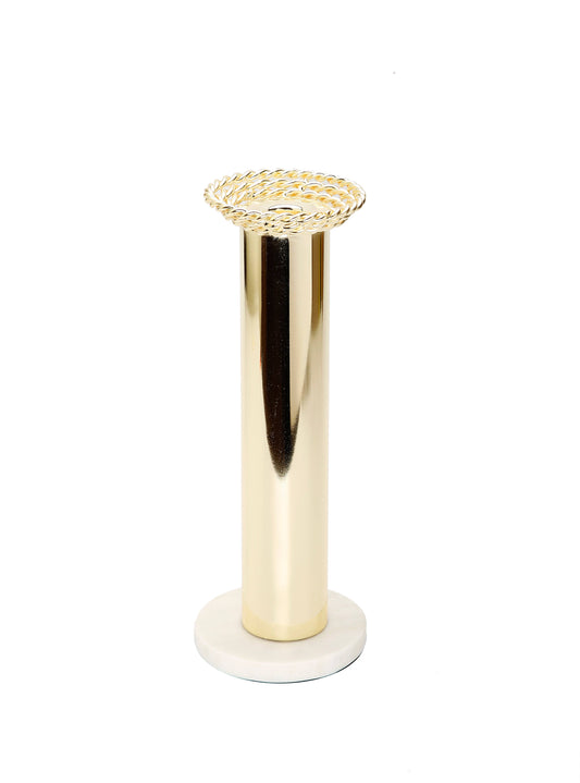 Gold Taper Candle Holder on Marble Base